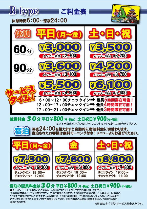 Bタイプ料金